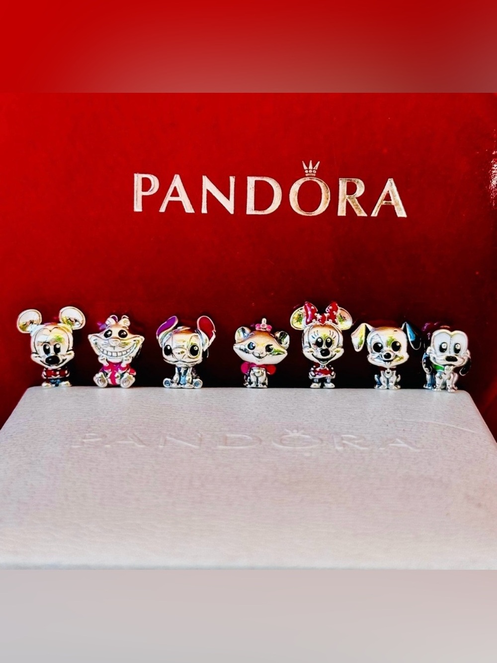 7 Pandora Silver Multicolor Enamel Pet Character Charm Set new with out tags